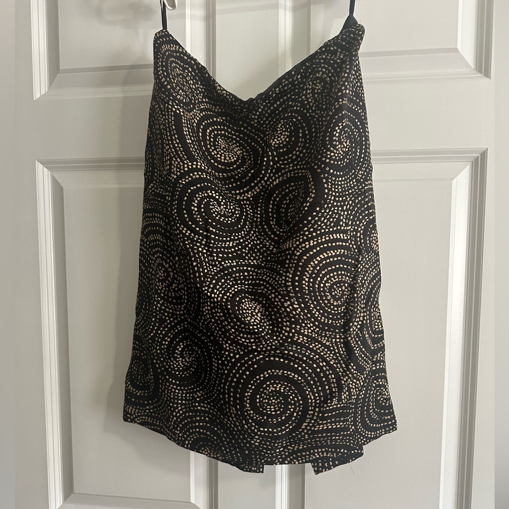 Talbots Black A-Line Skirt with Gold Spiral Dot Print